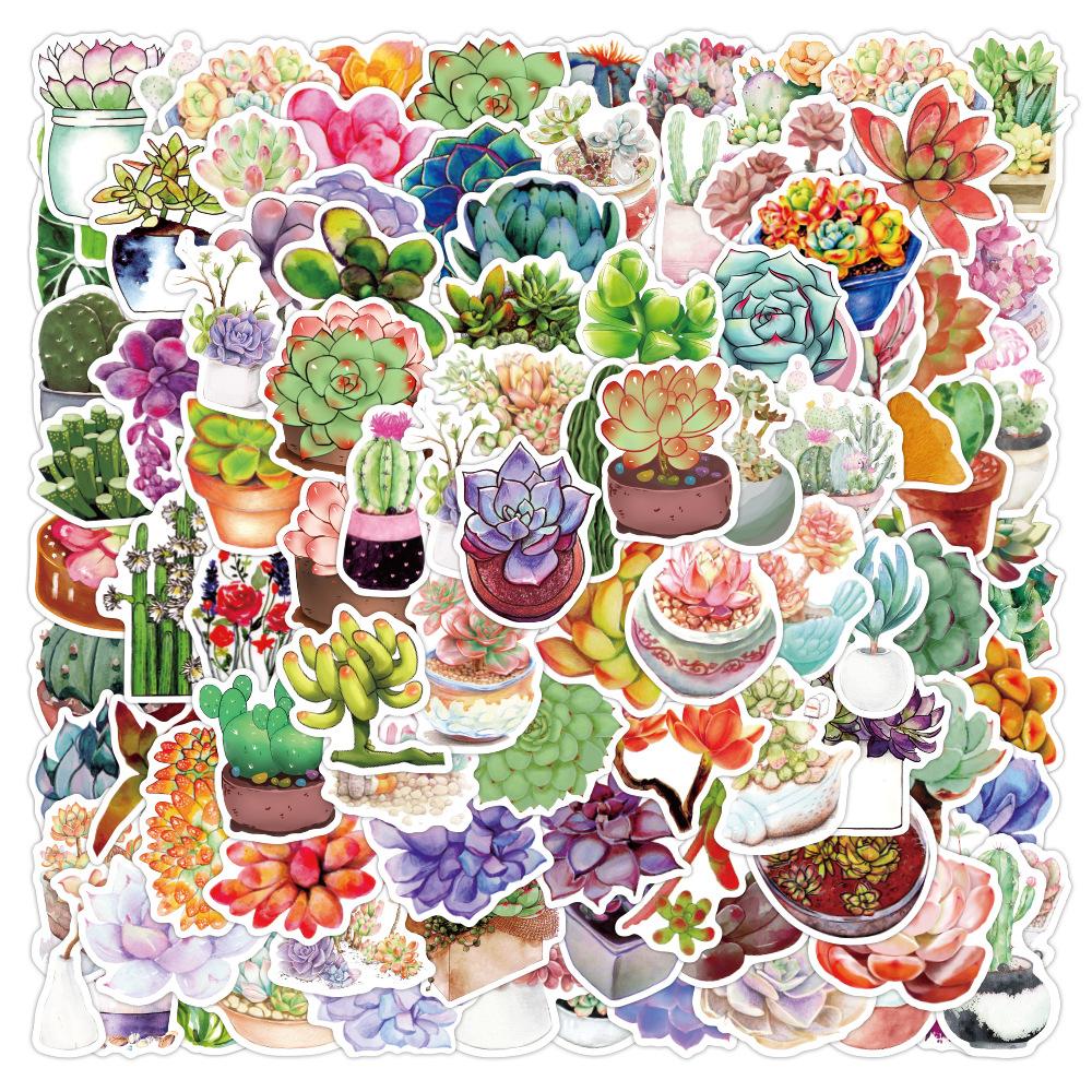 100 Pcs Succulent Waterproof Stickers Plants Decals for Refrigerator Laptop