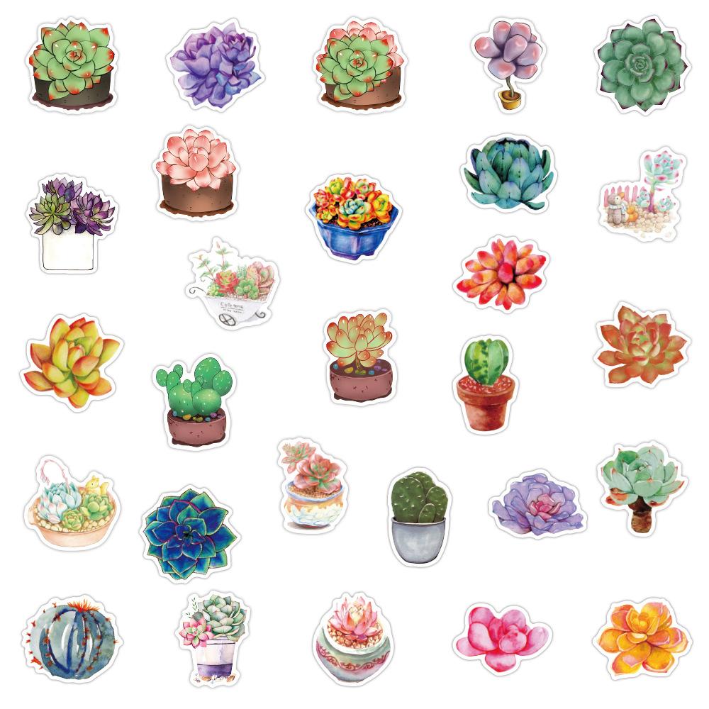 100 Pcs Succulent Waterproof Stickers Plants Decals for Refrigerator Laptop