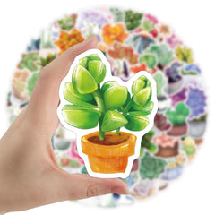 100 Pcs Succulent Waterproof Stickers Plants Decals for Refrigerator Laptop