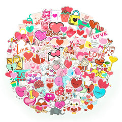 100 Pcs Sweet Love Waterproof Stickers Personalized DIY Graffiti Decals for Water Bottles