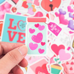 100 Pcs Sweet Love Waterproof Stickers Personalized DIY Graffiti Decals for Water Bottles