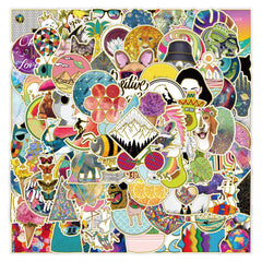 100 Pcs Transparent Foil Graffiti Colorful VSCO Stickers for Notebook Skateboard