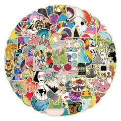 100 Pcs Transparent Foil Graffiti Colorful VSCO Stickers for Notebook Skateboard