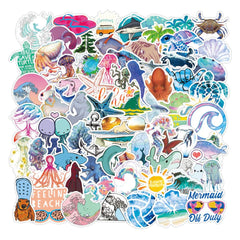 100 Pcs Trendy Ocean Animal Waterproof Stickers Colorful Decals for Notebook