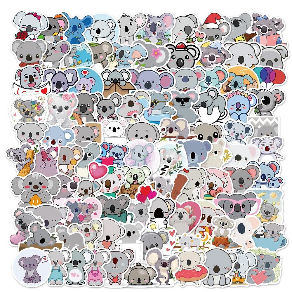 100 Pcs Waterproof Graffiti Koala Stickers Cute Animal Decals for Travel Luggage