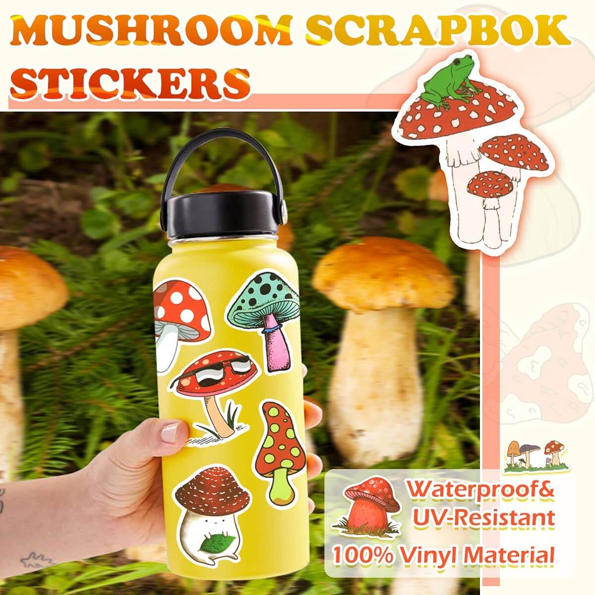 100 PCS Cute Mushroom Stickers