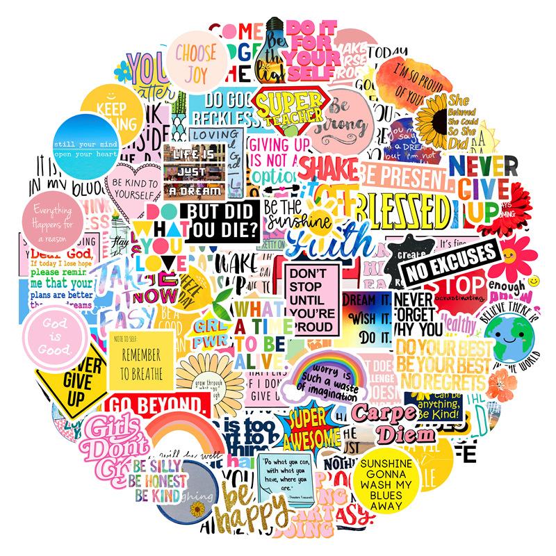105 Pcs Colorful Waterproof Decals Motivational Quote Inspirational Words Stickers