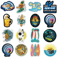105 Pcs Cool Beach Surfing Stickers Laptop Sticker Pack for Teens Adults