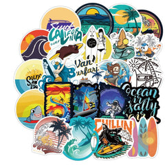 105 Pcs Cool Beach Surfing Stickers Laptop Sticker Pack for Teens Adults