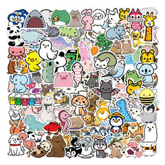 107 Pcs Cute Animals Cartoon Graffiti Sunscreen Stickers Luggage Notebook Scooter Mug Stickers
