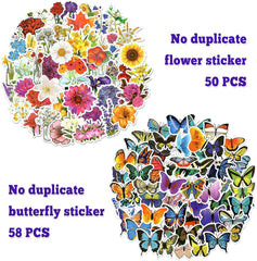 108 PCS Mixed Flower and Butterfly Stickers