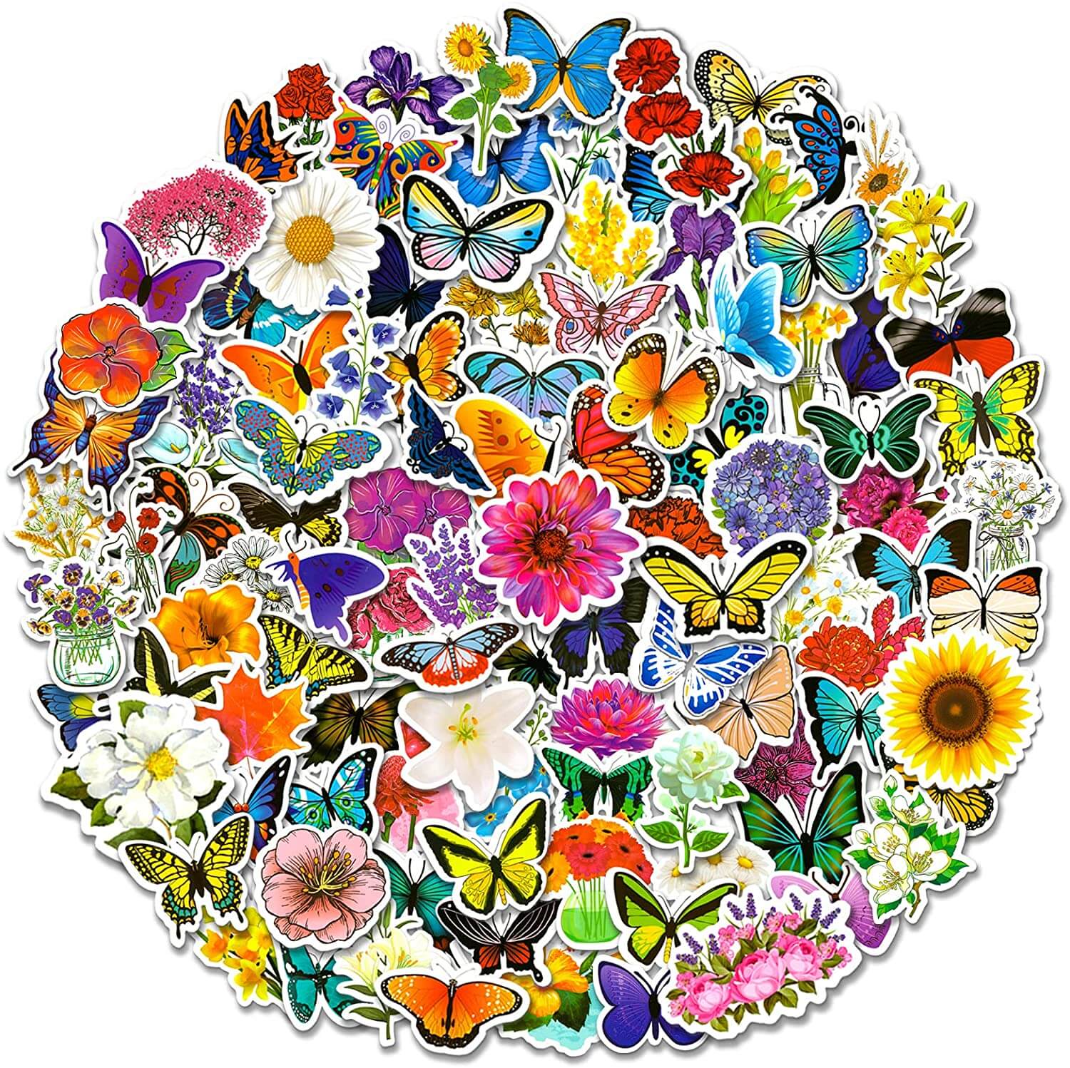108 PCS Mixed Flower and Butterfly Stickers