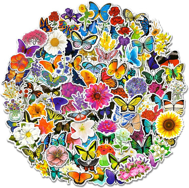 108 PCS Mixed Flower and Butterfly Stickers