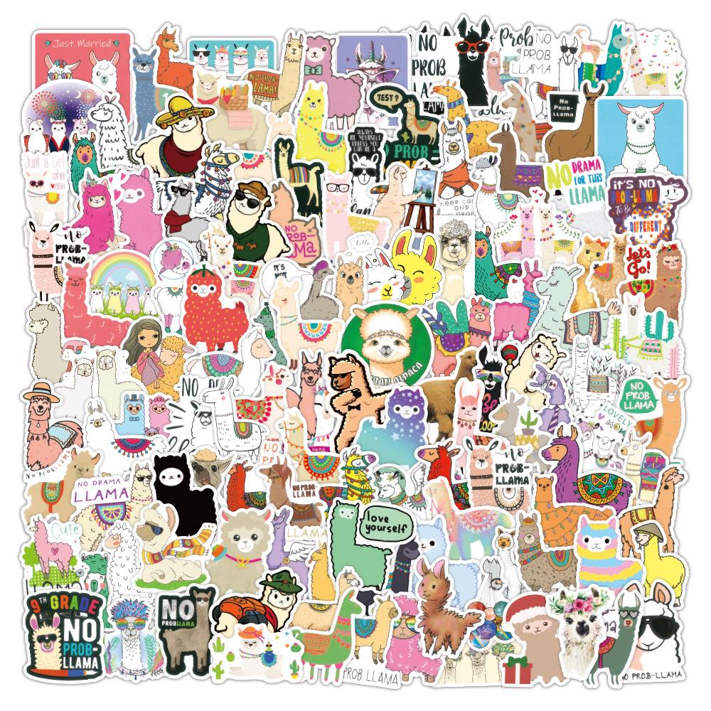 150 Pcs Cute Alpaca Word Stickers Waterproof Animal Decals for Laptop Luggage