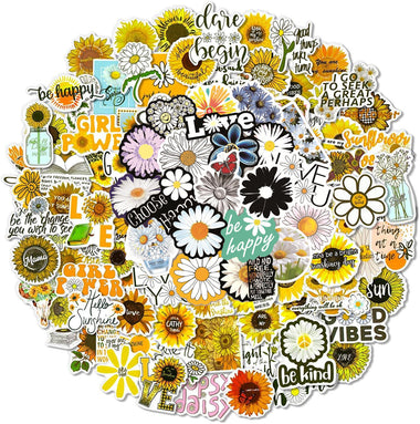 150 Pcs Inspirational Sunflower and Daisy Stickers Waterproof Words Decals