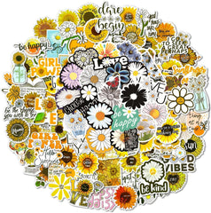 150 Pcs Inspirational Sunflower and Daisy Stickers Waterproof Words Decals