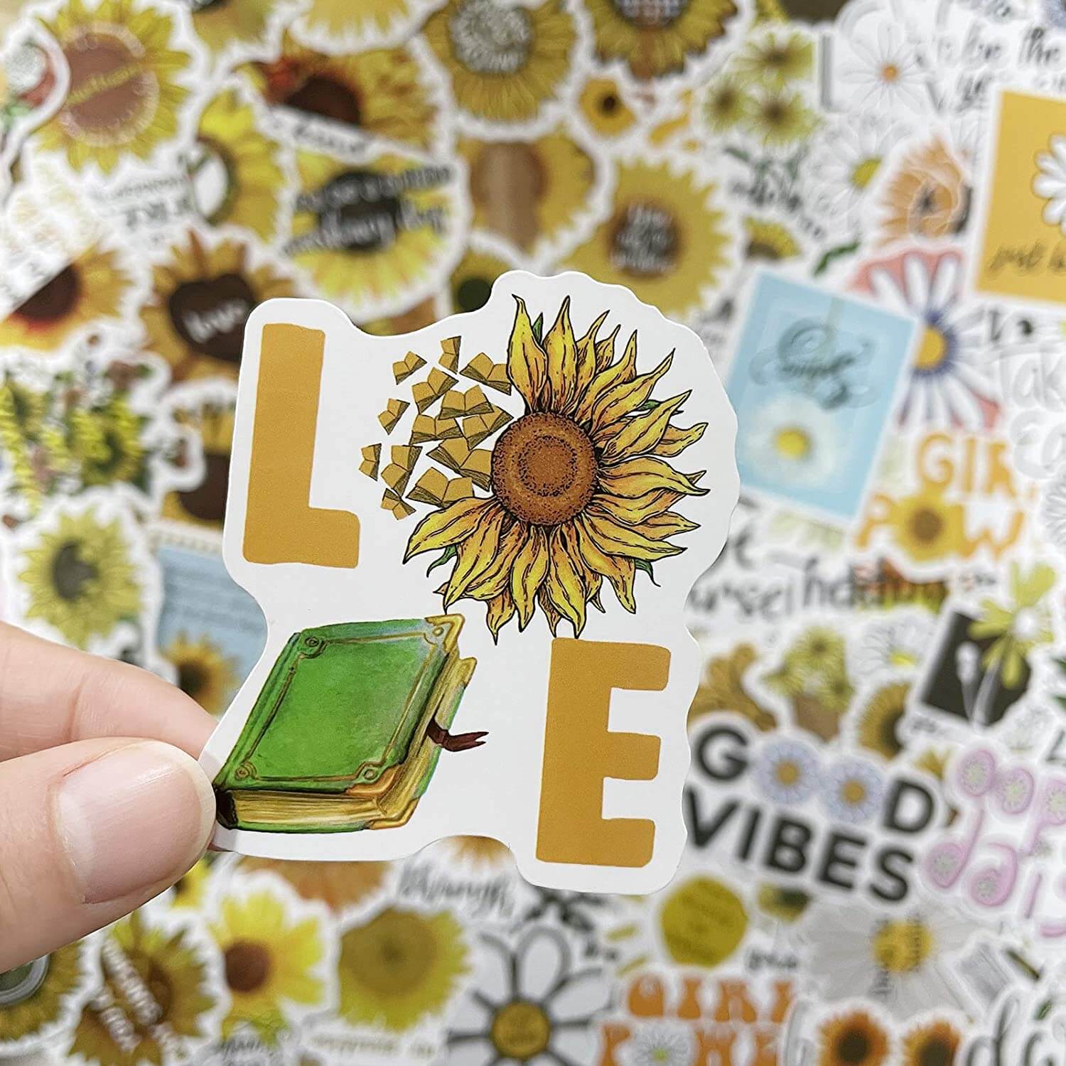 150 Pcs Inspirational Sunflower and Daisy Stickers Waterproof Words Decals