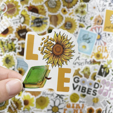 150 Pcs Inspirational Sunflower and Daisy Stickers Waterproof Words Decals