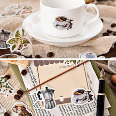 46 PCS Vintage Coffee Mini Stickers Waterproof Vinyl Decals