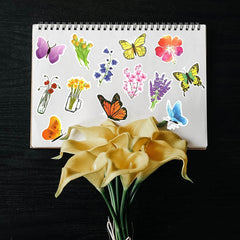 200 PCS Mixed Flower Butterfly Stickers