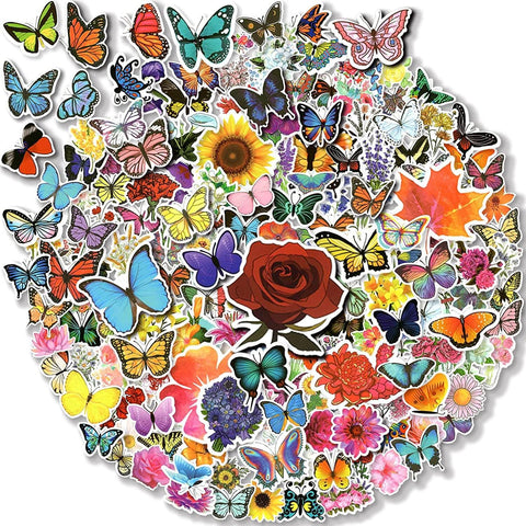 200 PCS Mixed Flower Butterfly Stickers