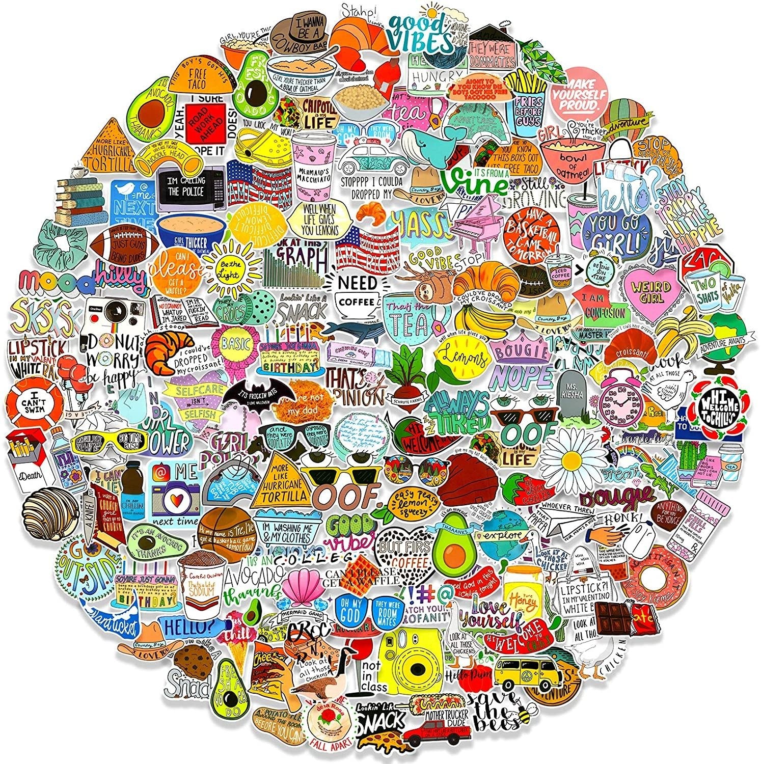 200 PCS Funny Vine Water Bottle Stickers