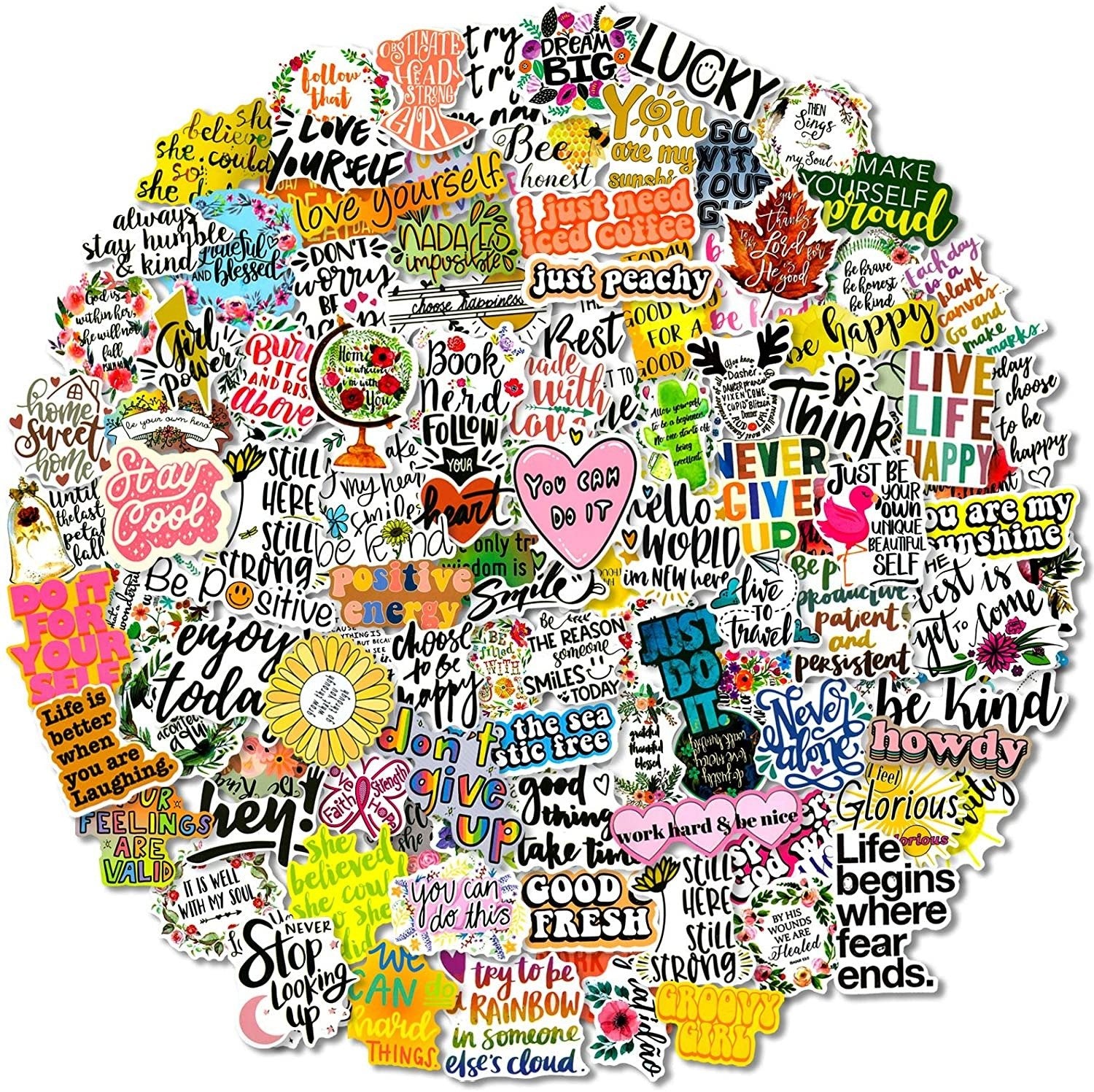 200 Pcs Inspirational Words Stickers Trendy Vinyl Positive Sticker