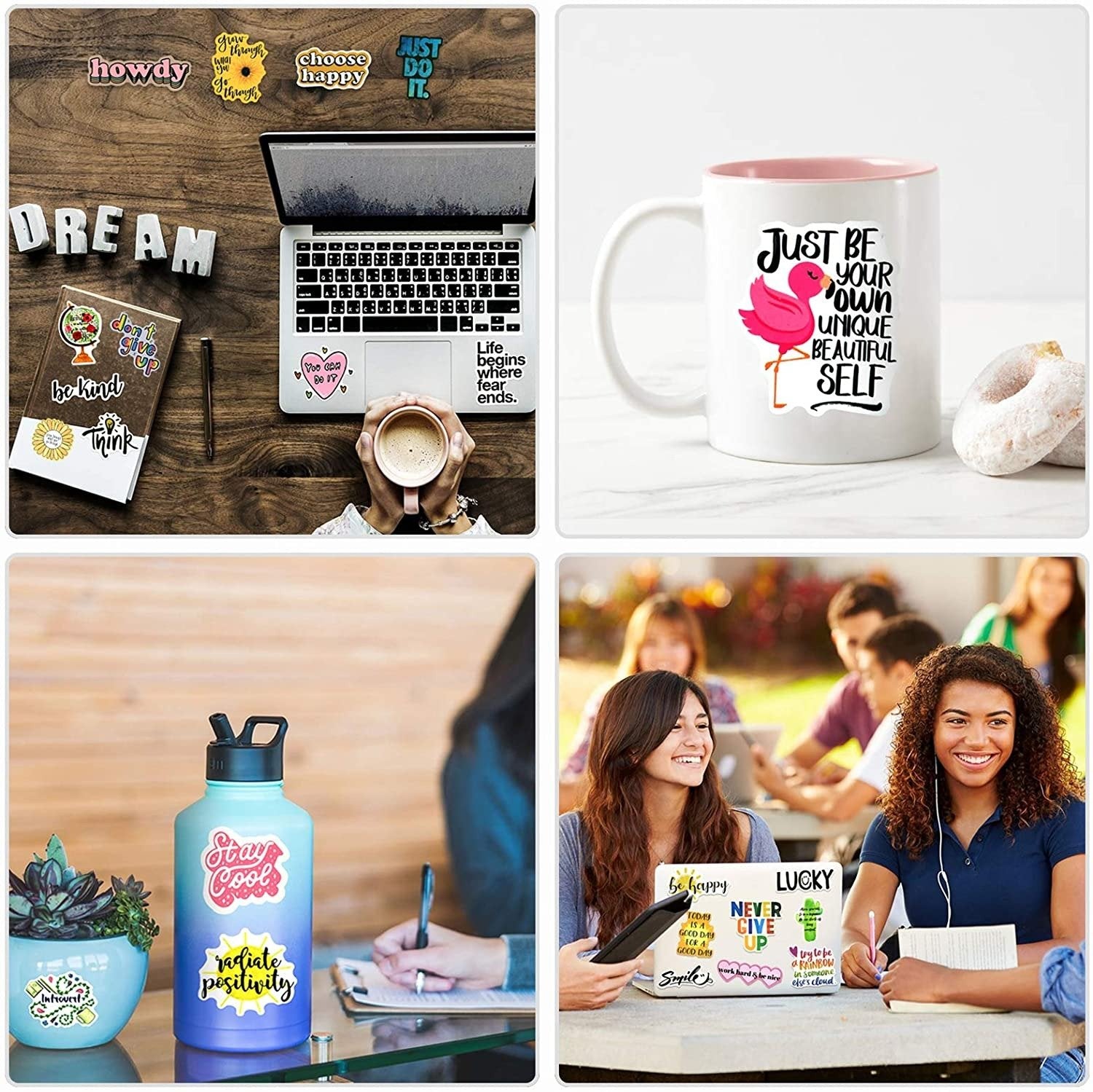 200 Pcs Inspirational Words Stickers Trendy Vinyl Positive Sticker