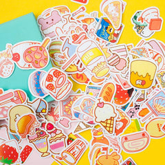 200 Pcs Snacks Nonredundant Stickers Cute Food Waterproof Decals for Bicycle