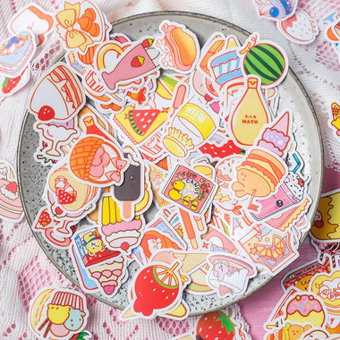 200 Pcs Snacks Nonredundant Stickers Cute Food Waterproof Decals for Bicycle