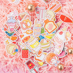 200 Pcs Snacks Nonredundant Stickers Cute Food Waterproof Decals for Bicycle