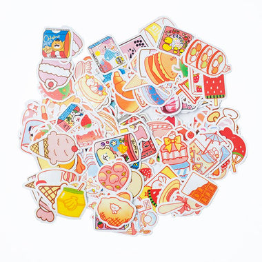 200 Pcs Snacks Nonredundant Stickers Cute Food Waterproof Decals for Bicycle