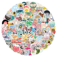 200 Pcs Summer Fresh Graffiti Stickers Luggage Notebook Refrigerator Decoration Stickers