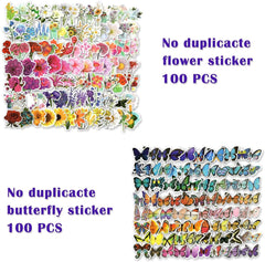 208 PCS Mixed Flower and Butterfly Stickers