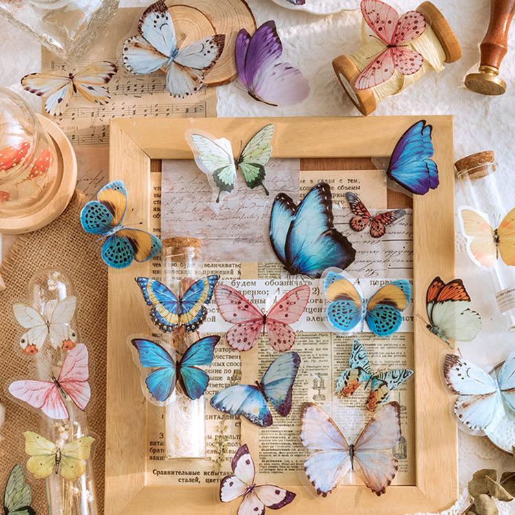 20 PCS Transparent Butterfly Stickers for Scrapbook Planner
