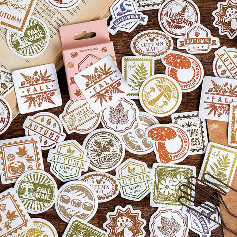 230 PCS Vintage Fall Plants Stickers Set Forest Decals Pack
