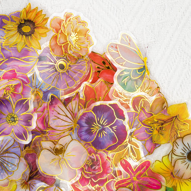 240 PCS Vintage Flower Gilded Planner Sticker Sack