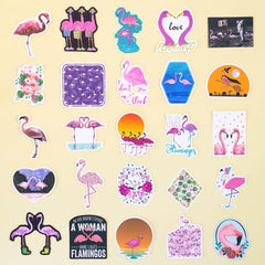 50 Pcs Flamingo Graffiti Stickers Animal Waterproof Sunproof Decals for Notebook Laptop