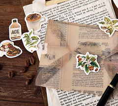 46 PCS Vintage Coffee Mini Stickers Waterproof Vinyl Decals