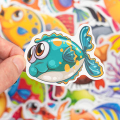 40 Pcs Cute Ocean Fish Stickers Waterproof Shark Decals for Kids Teens