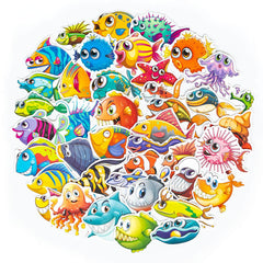 40 Pcs Cute Ocean Fish Stickers Waterproof Shark Decals for Kids Teens