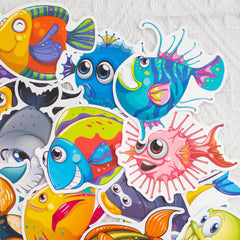 40 Pcs Cute Ocean Fish Stickers Waterproof Shark Decals for Kids Teens