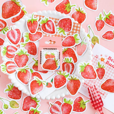 45 Pcs Mini Cute Strawberry Scrapbook Stickers Decorative Decals for Water Bottle Computer