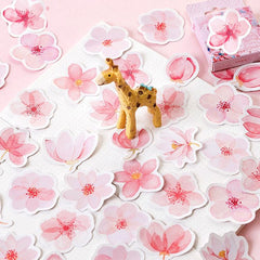 45 Pcs Mini Sakura Scrapbook Laptop Stickers Pink Flower Decals for Notebook Bicycle