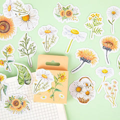 46 Pcs Mini Daisy and Sunflower Stickers Flower Decals for Scrapbook Water Bottle