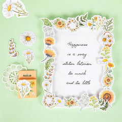 46 Pcs Mini Daisy and Sunflower Stickers Flower Decals for Scrapbook Water Bottle