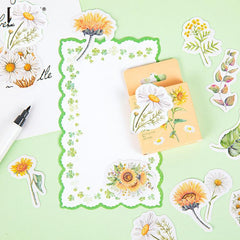 46 Pcs Mini Daisy and Sunflower Stickers Flower Decals for Scrapbook Water Bottle