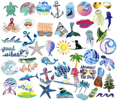50 PCS Beach Blue Surfing Waves Stickers