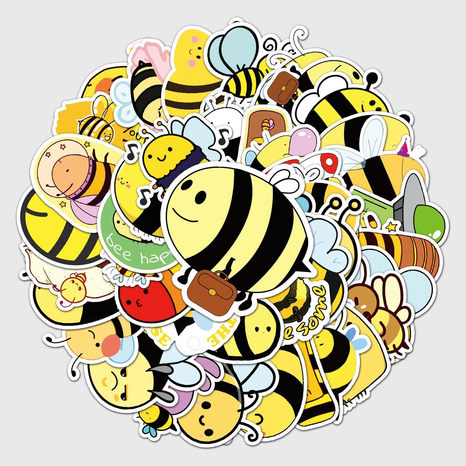 50 PCS Bee Inspirational graffiti Vinyl Waterproof Stickers for Laptop