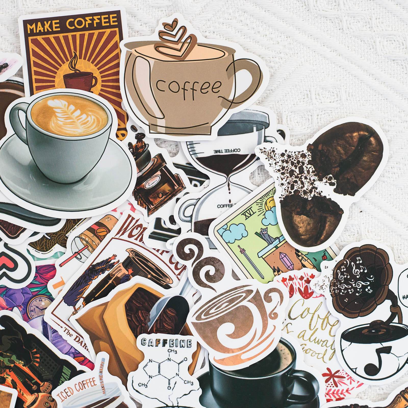 50 PCS Coffee Waterproof Vinyl Stickers Encouragement Decals
